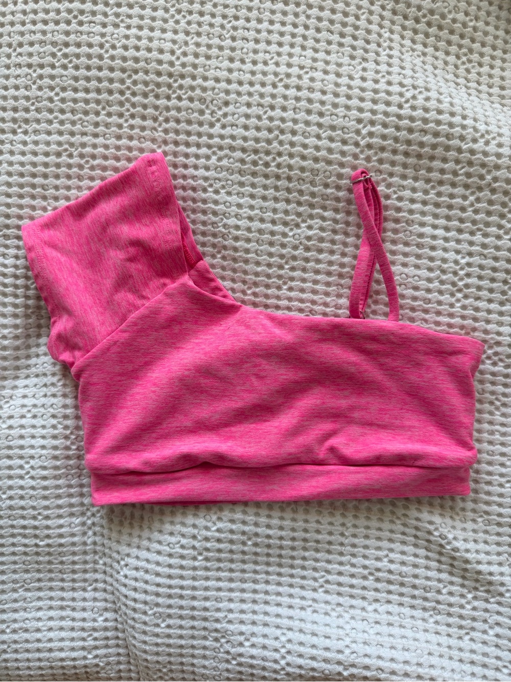 Bombshell Sportswear Hot Pink One-Shoulder Crop Bralette